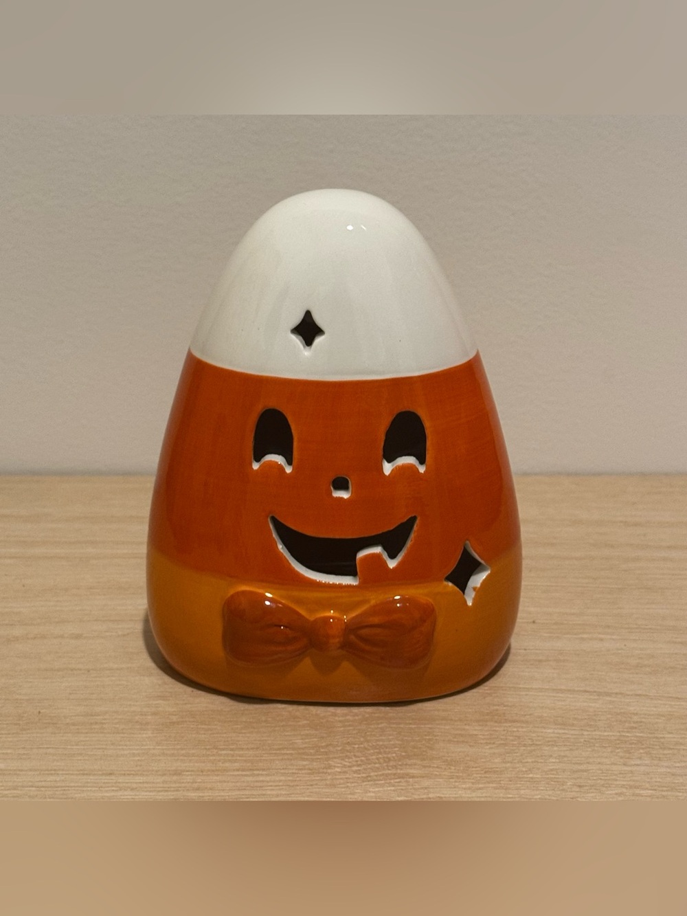 Target Orange and White Candy Corn Jack-O'-Lantern Ceramic Luminary